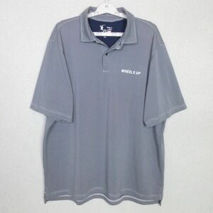 Share FG TECH Wheels Up Polo Shirt Mens XXL Blue White Stripe Golf Made in USA